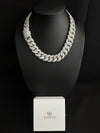 22mm Bevelled IcedOut Cuban Chain - White gold